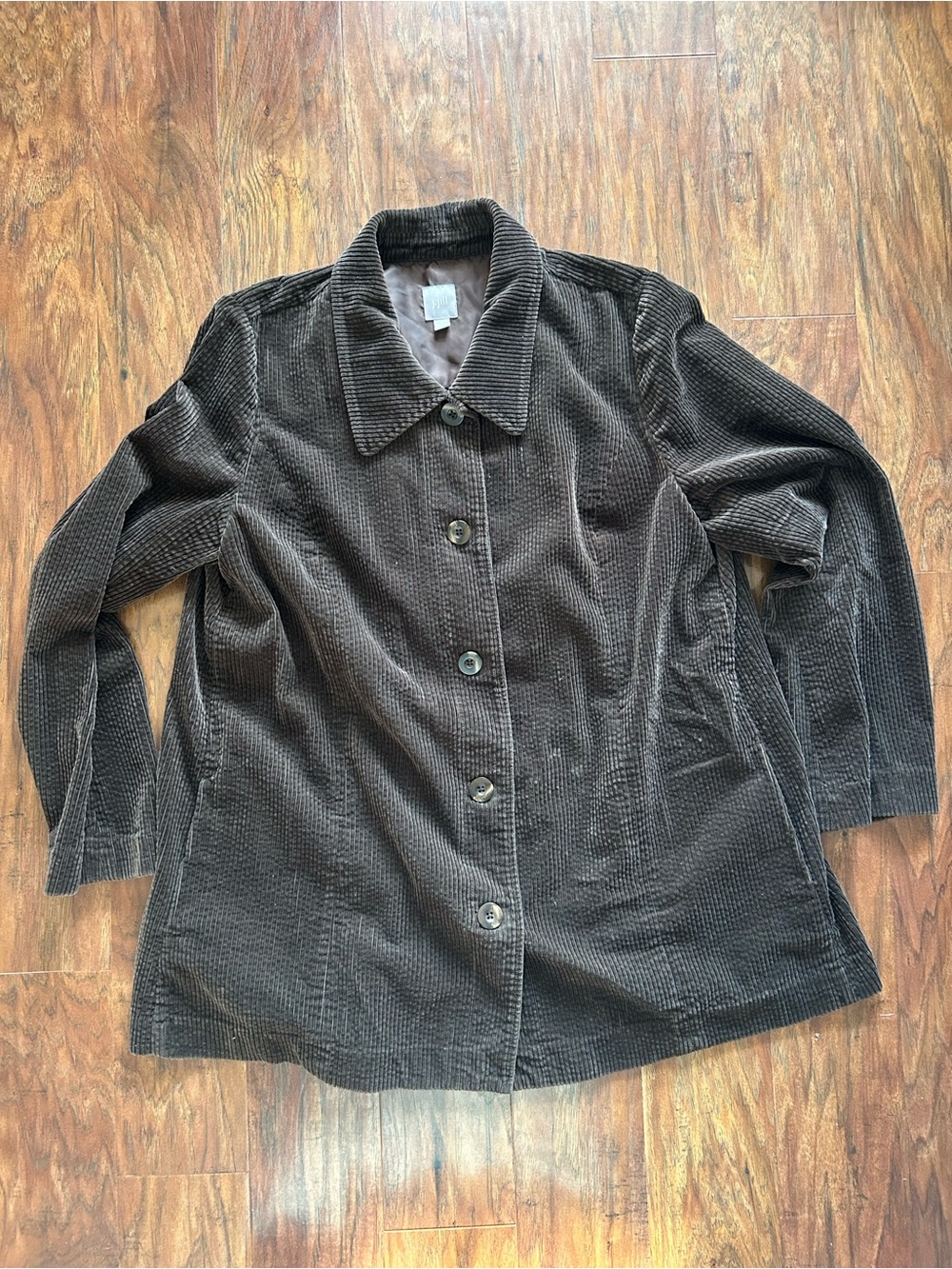 J. Jill Brown Corduroy Button-Front Pea Coat